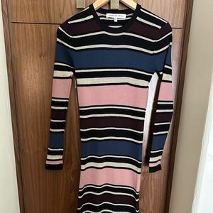 Cupcakes and Cashmere Fitted Stripe Midi Sweater Dress
